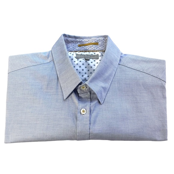 Ted Baker London Size 5 Short Sleeve Button Down Shirt DBL Button Sleeve Accent - Picture 1 of 11